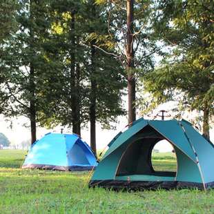 帐篷户外3-4人全自动双人，2单人家用账防小雨野营野外加厚露营帐篷