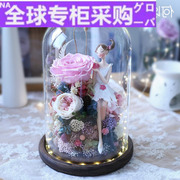 欧洲永生花礼盒玻璃罩玫瑰花情人节礼物生日送女朋友创意