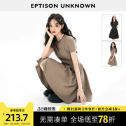 eptison短袖连衣裙女2024夏季法式高级小众设计感气质长裙子