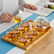 美斯尼茶具套装玻璃功夫茶具家用整套茶具茶壶套装茶盘小茶杯十件