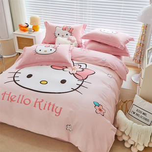 全棉儿童三件套HelloKitty床单被套纯棉女孩房床上用品KT猫四件套