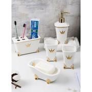专用欧式陶瓷卫浴五件套装浴室卫生间用品洗漱套件牙刷架套件 白
