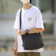 韩版经典格子单肩包男士商务，出差斜挎包，时尚公文包休闲潮流邮差包