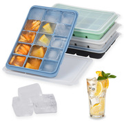 三信15格方形冰格硅胶模具，diy水果冰块，威士忌制冰盒带盖冰格模具