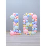 宝贝周岁生日布置数字气球立柱KT板盒子填充六一儿童节派对装饰