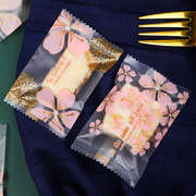 粉色樱花雪花酥牛轧糖包装袋花卉饼干糖果粉色小花朵月饼蛋黄酥袋