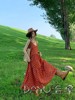 新疆旅游穿搭波西米亚长裙雪纺连衣裙复古吊带裙沙漠拍照红色裙子