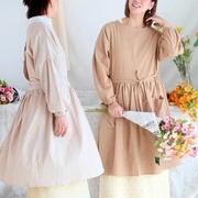 韩式田园风复古全棉，防水罩衣百褶裙大号，长袖反穿衣家用厨房工作服