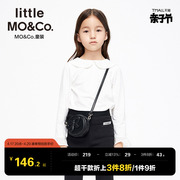 针织抑菌little moco童装春秋女童长袖T恤荷叶领纯色打底衫洋气