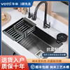 华帝灰水槽大单槽厨房洗菜盆SUS304不锈钢食品级手工台下洗碗槽