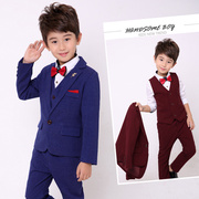 儿童小西装套装三件套男童西服春秋季韩版花童礼服
