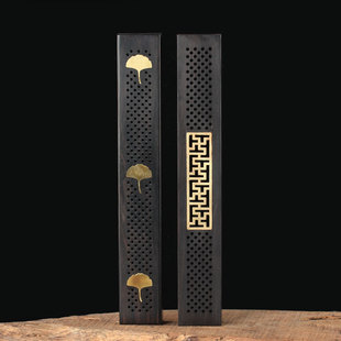 黑檀木镶铜香炉沉香檀香线香盒创意，家用卧室红木质香座香薰炉套装