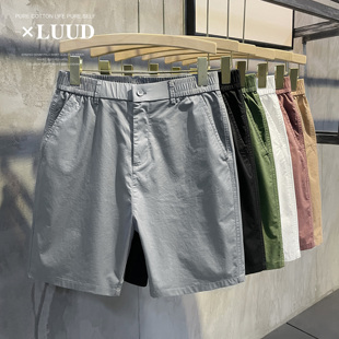 luud治愈多色系列百搭短裤时尚，流行夏季薄款裤子男士纯色休闲裤