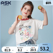 ASKjunior 女童短袖t恤夏季儿童纯棉上衣2024洋气中大童童装