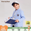 pawinpaw卡通小熊童装，2024年春季男童条纹学院风，休闲衬衫上衣