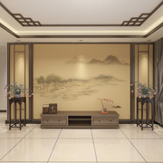 3d新中式扣板电视背景墙，卧室客厅竹木纤维板，茶馆酒店大堂集成墙板