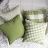 田园绿色涤棉大小格子条纹素色，方沙发(方沙发)腰枕靠垫靠枕抱枕套454050