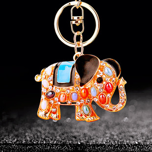 镶钻彩钻大象汽车钥匙扣金属女包挂件钥匙链圈创意跨境