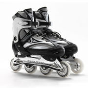 成人轮滑鞋特大码46码男女直排溜冰鞋可调节大小单排旱冰鞋隆峰黑