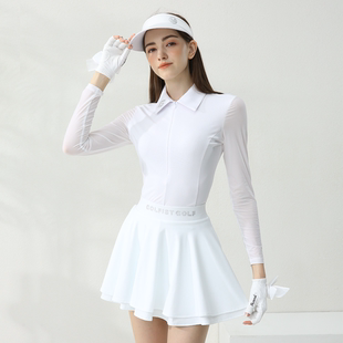 高尔夫女装冰丝长袖夏季冰，丝衣短裙套装韩版修身golf运动网球