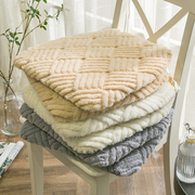 简约冬季马蹄形长毛绒餐椅垫，加厚保暖可拆洗椅子，坐垫座垫防滑纯色