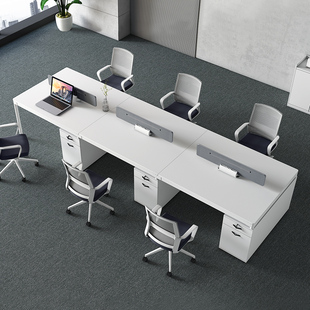 职员办公桌6人位财务桌北欧员，工位白色办公桌椅组合4人办公室家具