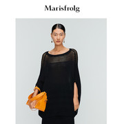 商场同款玛丝菲尔女装夏季黑色毛衣镂空宽松针织衫