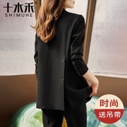 黑色小西装外套，女秋冬季2024高级感上衣今年流行职业西服套装