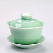 青瓷茶具加厚盖碗陶瓷鲤鱼功夫，茶具套装茶备三才杯大号泡茶碗