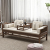 新中式老榆木实木罗汉床约小户型客厅抽拉式推拉床改良