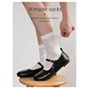 Himade夏季网眼镂空透气中筒袜纯色堆堆袜简约薄款白色女长筒袜子