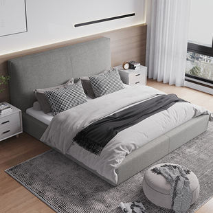 意式极简布艺床软包床，1.8米现代简约榻榻米，双人床主卧小户型婚床