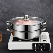 不锈钢汤蒸锅(汤蒸锅)28cm多功能，火锅单层双层锅电磁炉蒸锅