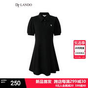 DTLANDO夏季短款收腰连衣裙白色收腰显瘦短袖polo领简约裙子