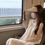 甜美碎花雪纺挂脖连衣裙仙女夏季海边度假裙子气质感露肩无袖长裙