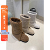 韩国东大门女鞋23冬季超保暖羔羊毛毛加绒裤边雪地靴中筒
