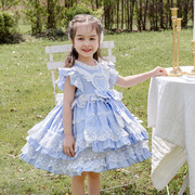 原创设计夏洛丽塔，lolita蓬蓬裙女童公主宴会裙，蓝色背心连衣裙