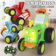 跳跃特技车无线遥控汽车跳舞翻滚充电动儿童玩具灯光音乐摇摆