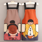 夏季韩版时尚小清新情侣帆布，防污耐磨家用厨房围裙大人工作服围腰