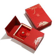 三金婚庆首饰盒高档双开，红色结婚送礼耳环，手镯戒指项链四金首饰盒