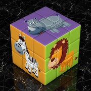 儿童塑料益智玩具创意三阶魔方 卡通恐龙动物幼儿园礼物图片定制