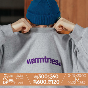 warmtrees2023aw品牌小写，logo绣花蝙蝠，袖圆领卫衣
