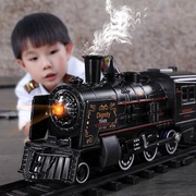 儿童电动小火车仿真高铁，停车场套装汽车，蒸汽轨道火车模型玩具男孩