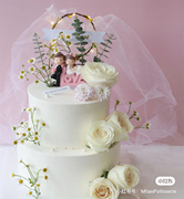 七夕情人节情侣摆件新郎新娘人偶求婚结婚纪念日婚礼蛋糕装饰插件