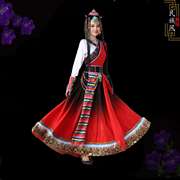 藏族服装女成人水袖，舞蹈演出服装藏式大摆裙少数民族表演服饰