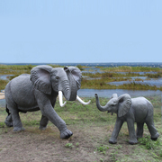 户外景区大型仿真大象雕塑，庭院公园草地动物园，河马园林景观摆件
