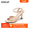 KISSCAT/接吻猫夏季大方头露趾羊皮扣带高跟时装凉鞋女KA21314-10