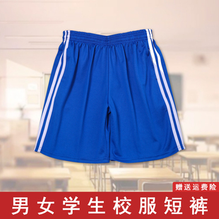 校服裤子宝蓝色两条杠，夏季五分短裤，运动男女初中高中学生薄款校裤