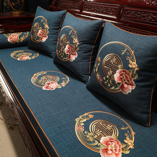 红木沙发坐垫新中式罗汉床五件套垫子四季通用实木，家具沙发垫定制