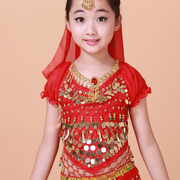 儿童肚皮舞服装上衣少儿，印度舞演出上装女童舞蹈，雪纺短袖茉莉公主